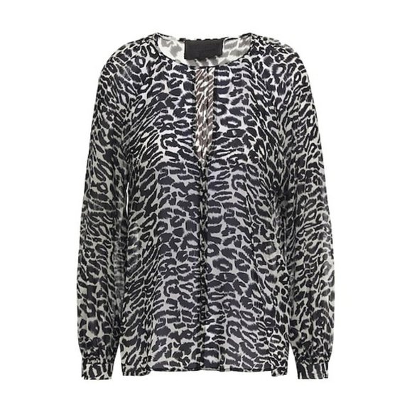 Nili Lotan Sheer Animal Print Blouse S - Picture 1 of 6